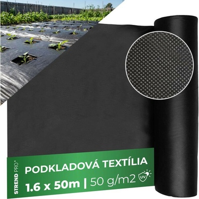 Strend Pro Textilie Garden B4406 1,6x050 m, netkaná, 50 g/m, černá rolka ST217165