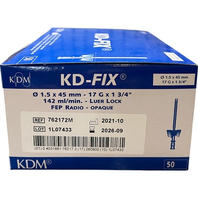 KDM Intravenózna kanyla s krídelkami s portom biela G 17 1,5 x 45 mm 50 ks v balení