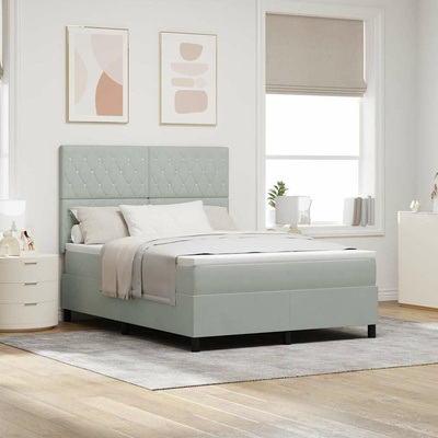 zahrada-XL 3339764 Postel s boxspringem s matrací Světle šedá samet
