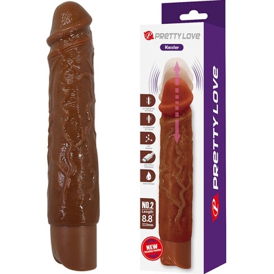 Pretty love kessler realistic vibrating dildo with 10 vibration modes and 10 throws 22 cm brown