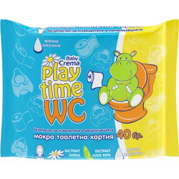 Baby Crema Мокра тоалетна хартия Baby Crema Play Time - 40 броя (2000)