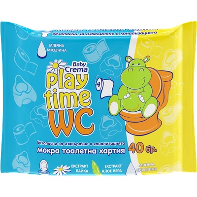 Baby Crema Мокра тоалетна хартия Baby Crema Play Time - 40 броя (2000)