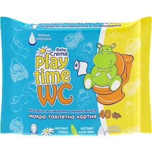 Baby Crema Мокра тоалетна хартия Baby Crema Play Time - 40 броя (2000) - baby