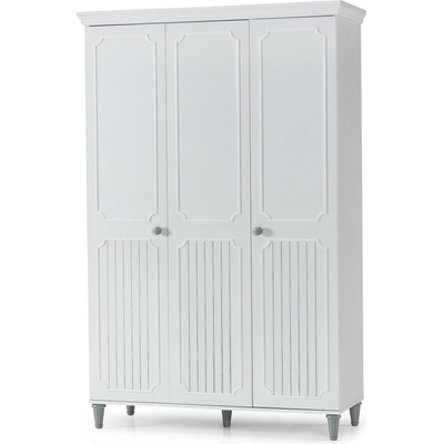 Трикрилен гардероб Alvin бял