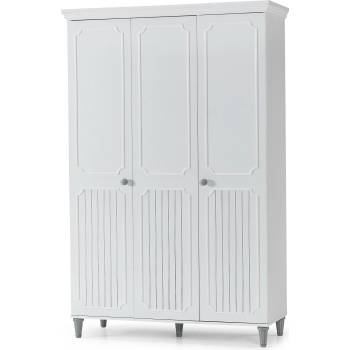 Трикрилен гардероб Alvin бял