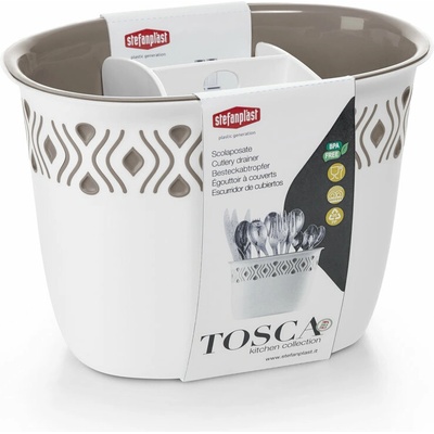 STEFANPLAST Odkapávač na příbory Tosca bílý/světle šedý