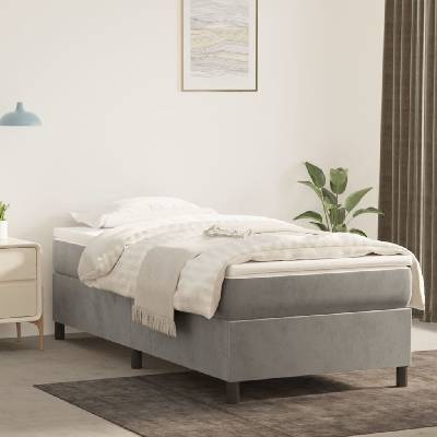 vidaXL 3144658 Boxspring postel s matrací samet / barva světle šedá