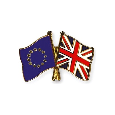 Odznak (pins) 22mm vlajka EÚ + Veľká Británia - farebný