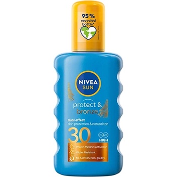 Nivea Sun Protect & Bronze слънцезащитен спрей за лице и тяло spf 30 унисекс 200 мл