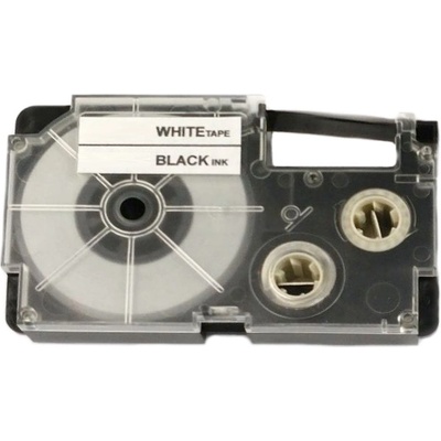 Compatible Casio XR-18HMWE, 18mm x 5, 5m черен печат / бял фон, гъвкав съвместима лента (XR-18HMWE)