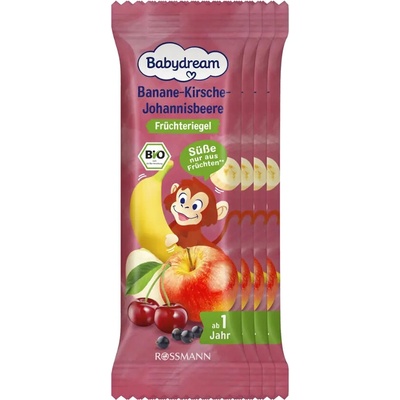 Babydream BIO Cereální tyčinka banán, třešeň a černý rybíz 100 g – Zboží Mobilmania