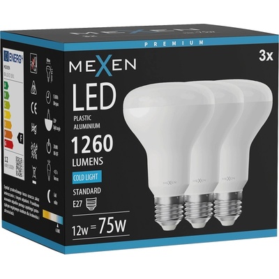 Mexen Nova 3x LED крушка E27, R80, 12W, Студена - 6500K, 1260 lm - L105-E27-1265-01x03 (L105-E27-1265-01x03)
