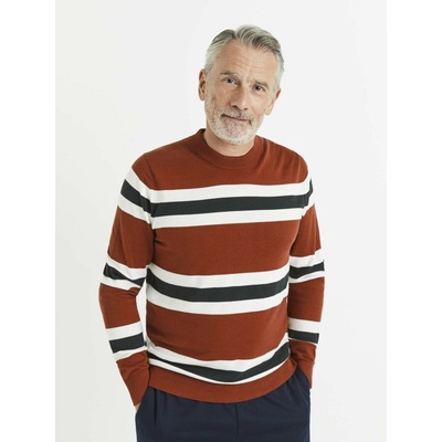 Celio Бяло-червен мъжки пуловер на райета Celio Celio | Cherven | МЪЖЕ | S