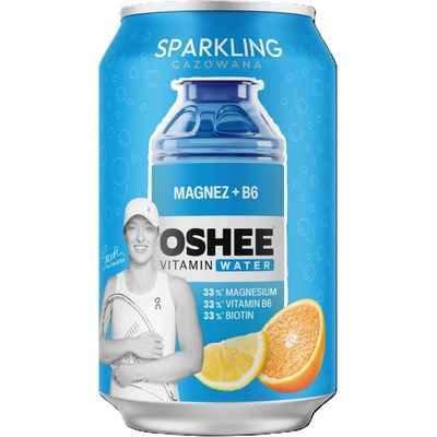 Oshee vitamínová voda Magnesium+B6 citron pomeranč perlivá plech 330 ml