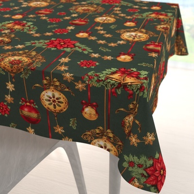 Biante bavlna čtvercový ubrus Sandra SA-808 Vánoční ozdoby na tmavě zeleném 70x70 cm