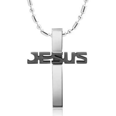 Miranda Přívěsek Křížek Jesus FN03D black silver