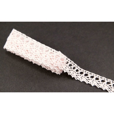 Bavlněná paličkovaná krajka - pudrově růžová - šířka 1,8 cm – Zboží Dáma