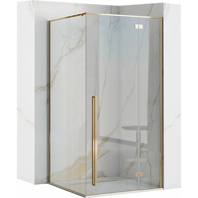 Rea Fargo Gold, sprchový kút s 1-krídlovými dverami 90 (dvere) x 90 (stena) x 195 cm, 6mm číre sklo, zlatý REA-K4903