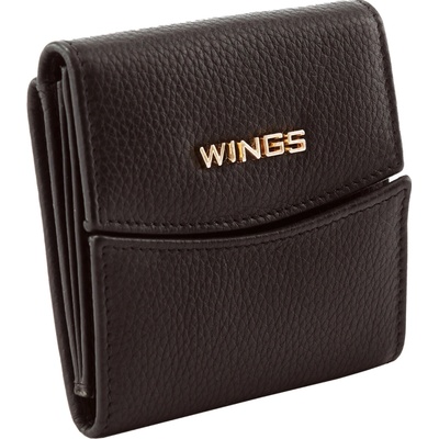 WINGS Kompaktní dámská kožená peněženka s ochranou RFID WINGS ČERNÁ