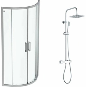 Ideal Standard Комплект душ кабина Ideal Standard Connect 2 хром 80x80 и душ колона Invena Svart хром (K9250EO+AU-85-001-X)