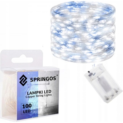 SPRINGOS LED reťaz Nano Duo 10 m 100 LED 3x AA biela modrá