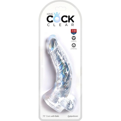 King Cock Clear 7,5 priesavkový dildó s semenníkmi 19 cm