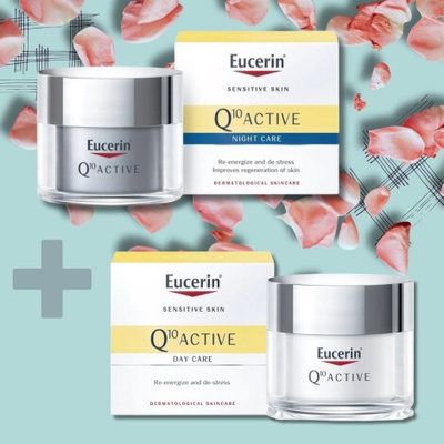 EUCERIN Q10 Active Denný krém 50 ml + nočný krém 50 ml Darčekové balenie