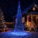 vidaXL LED Коледна Елха 500 см 1524 LED светодиода Синьо Стомана Черно (42050842)