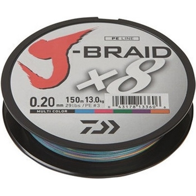 Daiwa Pletená šnúra J-Braid X8 Multicolor 0,20 mm 13 kg 150 m