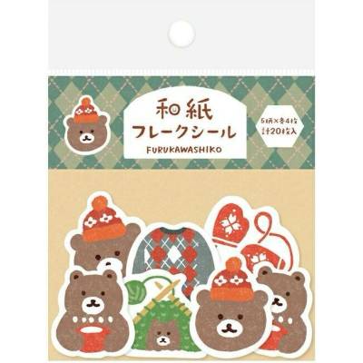 Furukawashiko Flake Seal bear & knitting