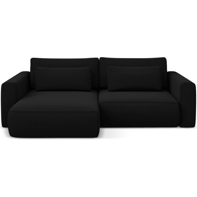 makamii Черен кадифен разтегателен ъглов диван с място за съхранение (ляв ъгъл) Kapua - Makamii (KAPUA_LCF_S_3_P1_C30)