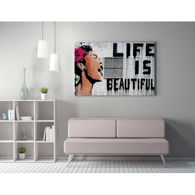 ASIR Obraz na plátně (70 x 100) Banksy Street Art – Life is Beautiful