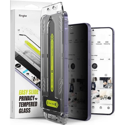 Ringke Privacy Easy Slide Tempered Glass 2 Pack - 2 броя калени стъклени защитни покрития с определен ъгъл на виждане за дисплея на Samsung Galaxy S24 (прозрачен)