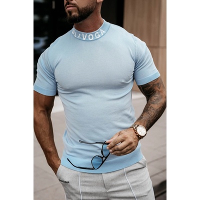Olavoga Neck triko s krátkým rukávem modrá
