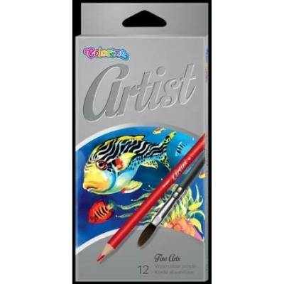 Artist - akvarelové pastelky, 12 barev + štětec