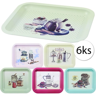 HomePRO 142780 Kovový podnos DOMOV 20,5x16,5x1,5cm vícebarevné 6ks