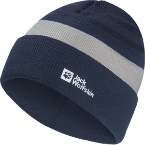 Jack Wolfskin Детска зимна шапка (beanie) Jack Wolfskin Kid's Stripy Knit Beanie - Midnight Sky - размер 49-50 cm (904-4232-0111)