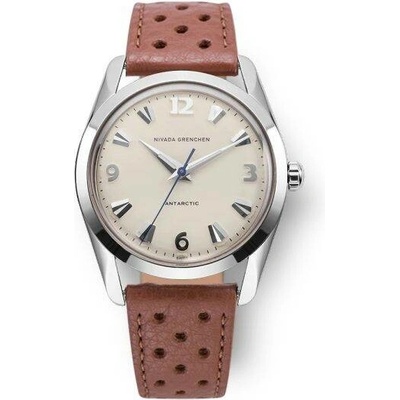Nivada Grenchen Antarctic 35 mm Eggshell White Luminova Brown Racing Strap