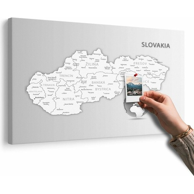 Obraz na korku čiernobiela mapa Slovenskej republiky