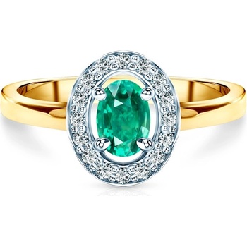 SAVICKI Годежен пръстен Savicki: двуцветно злато, смарагд