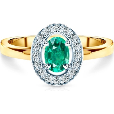 SAVICKI Годежен пръстен Savicki: двуцветно злато, смарагд