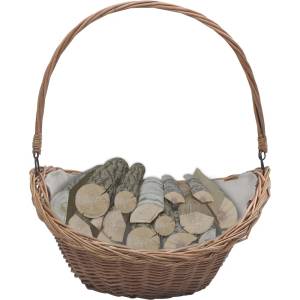 vidaXL 286987 Firewood Basket with Handle 57x46, 5x52 cm Brown Willow (286987)