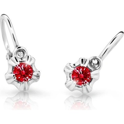 Danfil dětské náušnice C2158 z bílého zlata s kamínkem Ruby Dark zapínání brizura