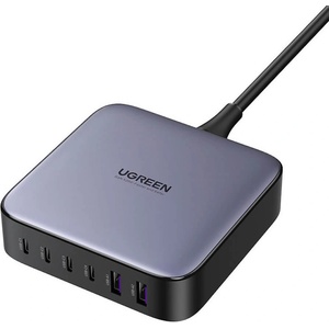 UGREEN GaN Travel Fast Wall Charger 200W - захранване за ел. мрежа за лаптопи, смартфони и таблети с 4xUSB-C и 2xUSB-A изходи с технология за бързо зареждане (тъмносив