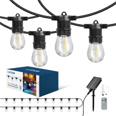 Kobi | LED stmievateľný solárny svetelný reťazec STARLIGHT NEO 20xE27/3,7V 2700K IP54 2400 mAh 21,5m + diaľkové ovládanie | 004523