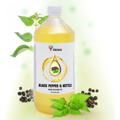 Verana masážny olej Čierne korenie a žihľava 1000 ml