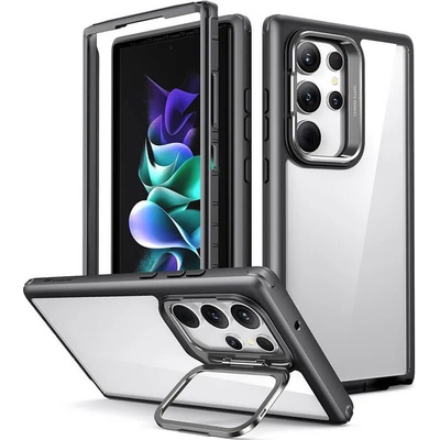 ESR Shock Armor Kickstand Case - удароустойчив хибриден кейс с вградена поставка за Samsung Galaxy S23 Ultra (черен)