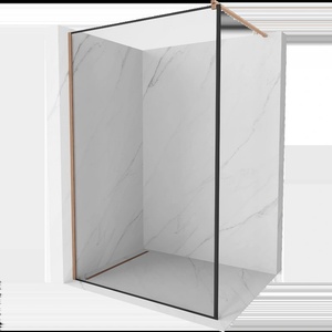 Mexen Kioto душ-стена Walk-in 100 x 200 cm, черна рамка 8 mm, четкана мед - 800-100-101-65-70 (800-100-101-65-70)
