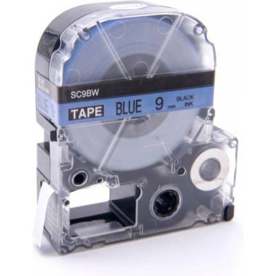 Compatible Epson LK-3LBP, SC9BW, 9mm x 9m, черен печат / син фон, съвместима лента (LKSC9BW)