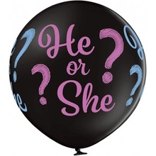Belbal Latexový Jumbo balón čierny He or She ? 60 cm